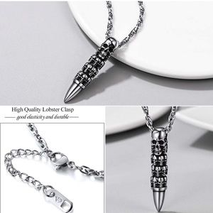PUNK Skull Bullet Necklace MEN WOMEN TEEN